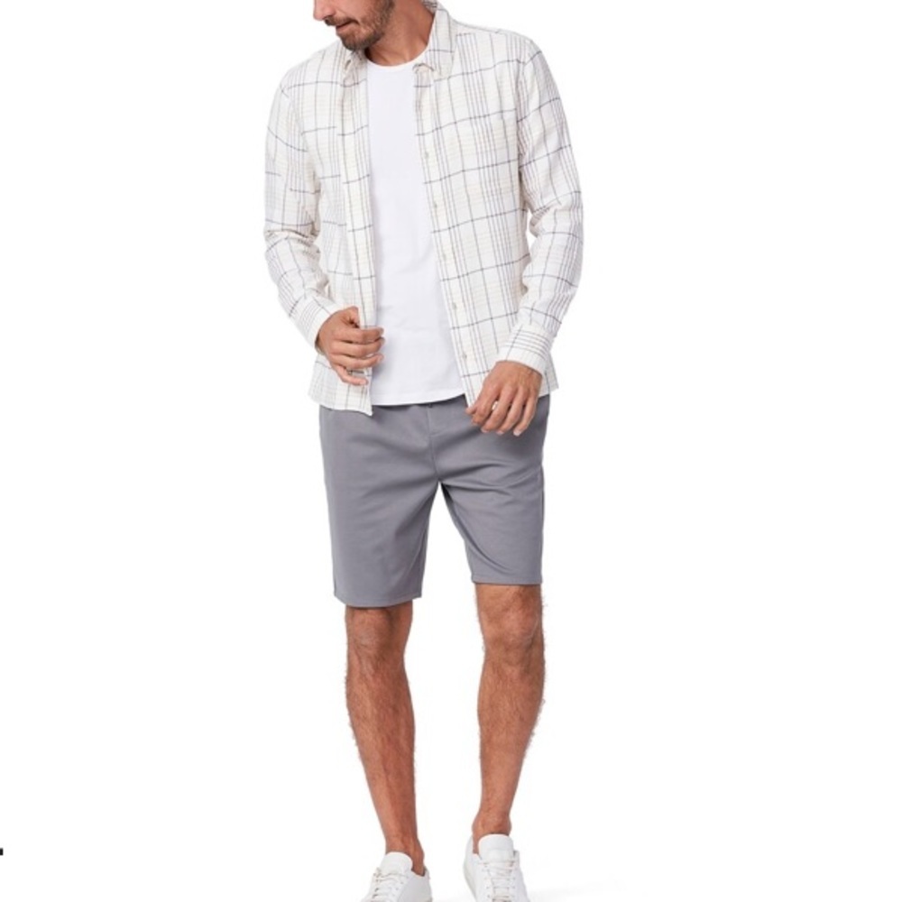 PAIGE Bodhi Faded Steel Drawstring Linen Blend Pique Shorts, Size‎ S, NWT